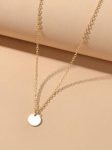 Round Charm Necklace - Yellow Gold - View 4