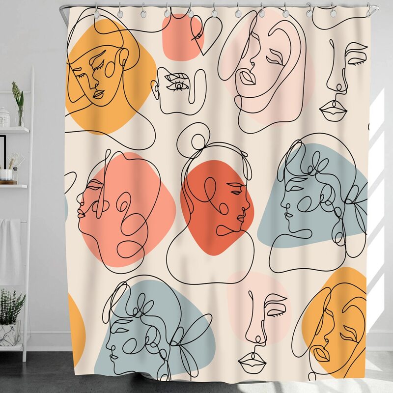 

Abstract Figure Graphic Shower Curtain With 12hooks, Multicolor