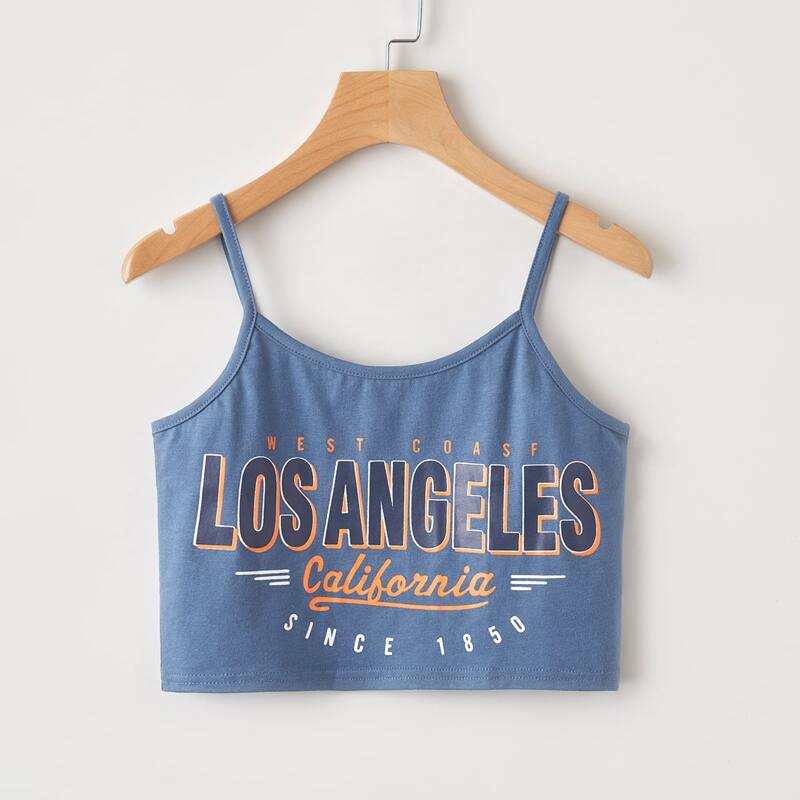 

Letter Graphic Crop Cami, Blue