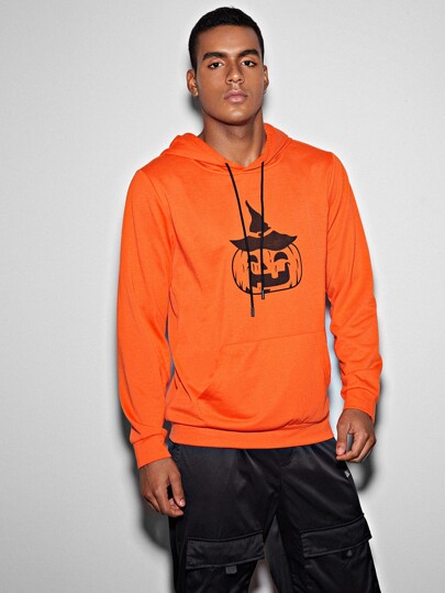 Мужская толстовка с карманом и принтом Хэллоуина