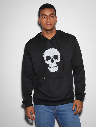 Мужской свитшот с капюшоном и оригинальным принтом