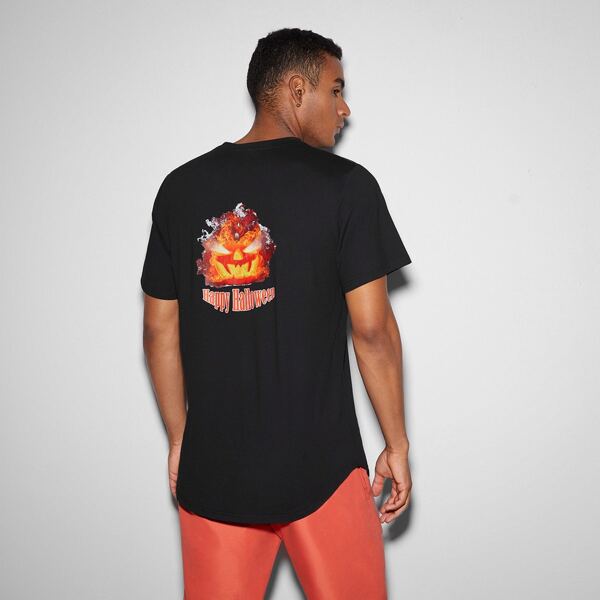 

Men Halloween Print Short Sleeve Tee, Black