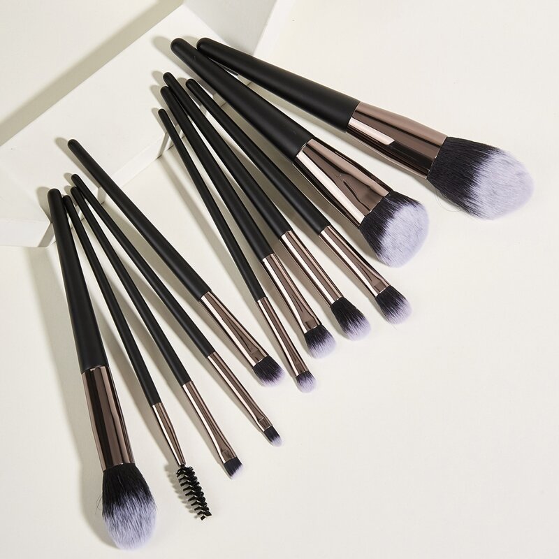 

11pcs Duo-fiber Makeup Brush Set, Black