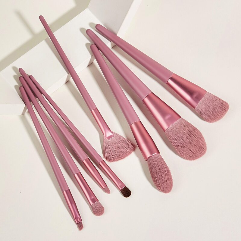 

8pcs Soft Solid Makeup Brush, Pink