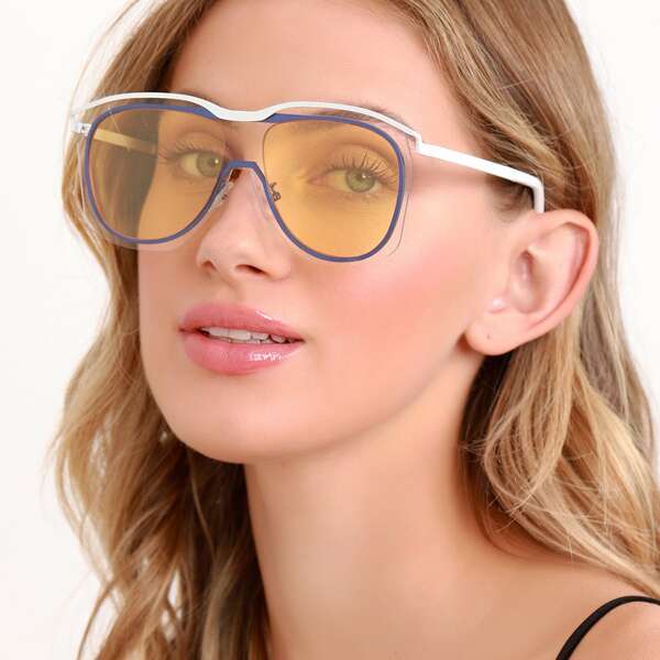 

Clear Acrylic Outline Aviator Style Sunglasses, Yellow