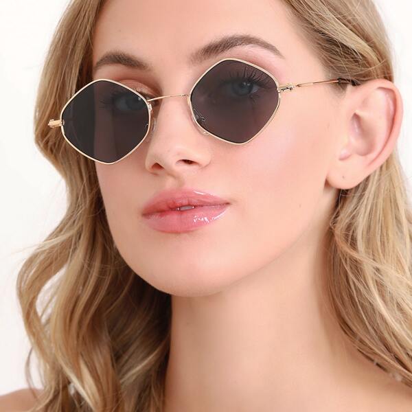 

Four Sided Thin Metal Frame Sunglasses, Dark grey
