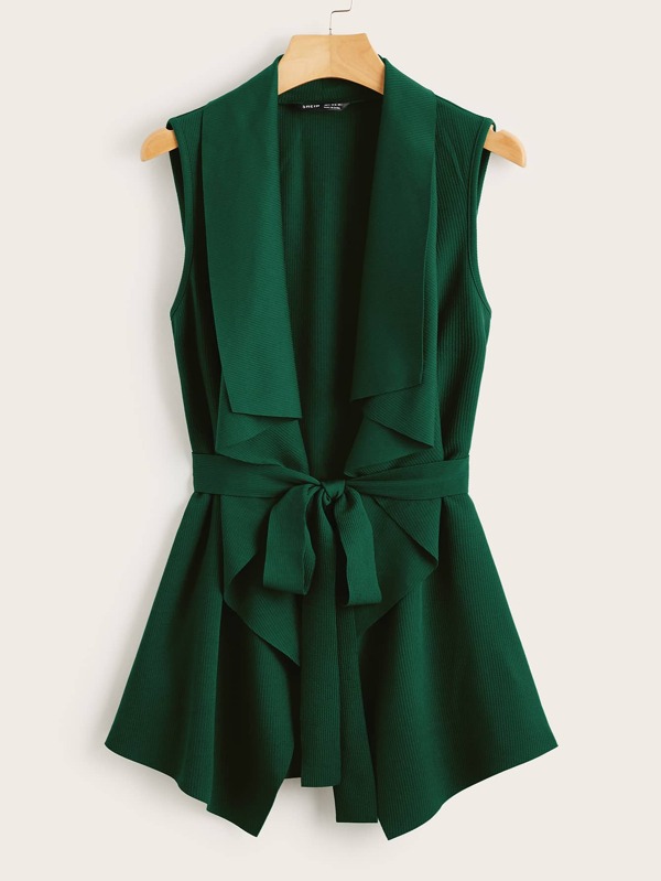 SHEIN Clasi Vestă cu guler drapat cu centură