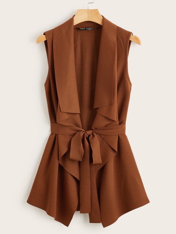 SHEIN Clasi Draped Collar Self Belted Vest