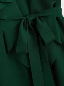 SHEIN Clasi Draped Collar Self Belted Vest In Fall/Winter - Dark Green - View 3