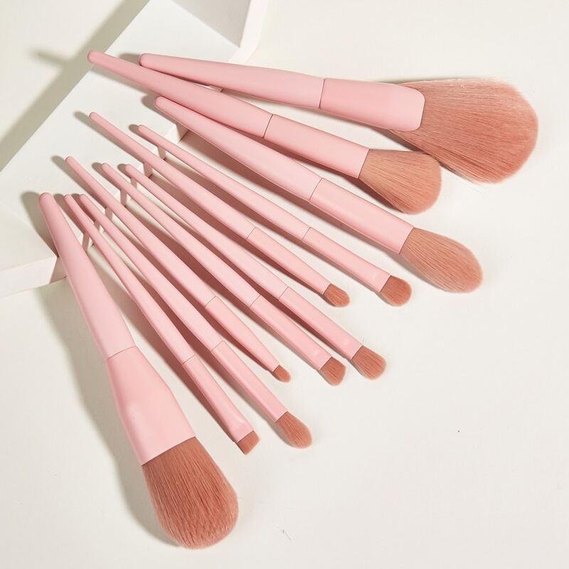 

11pcs Solid Makeup Brush Set, Pink
