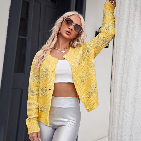 

Open Front Drop Shoulder Cardigan, Yellow