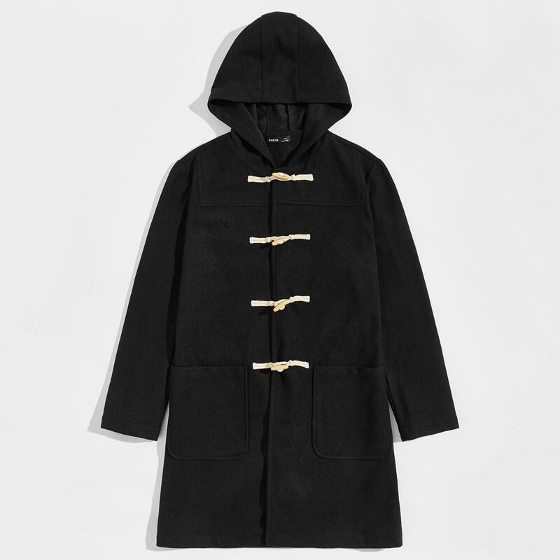 

Guys Pocket Patched Duffle Coat, Black