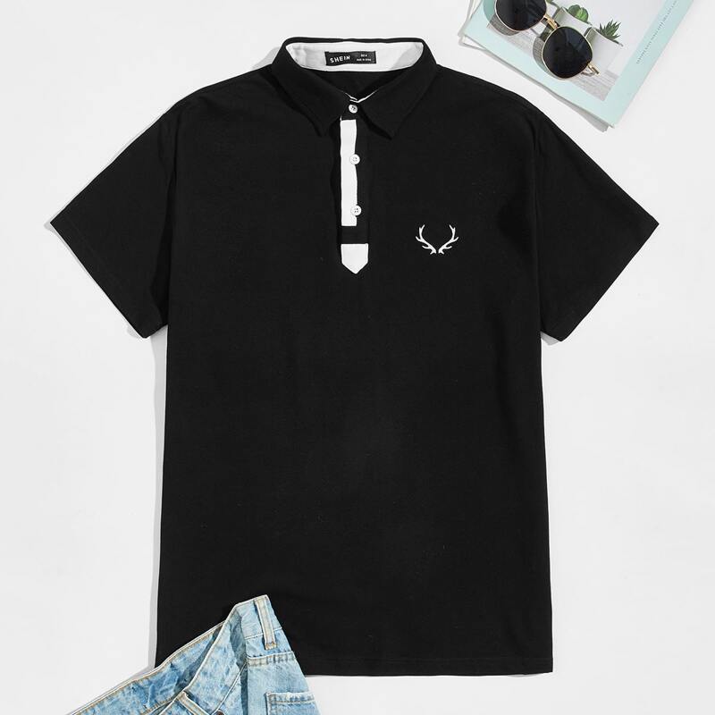 

Guys Antler Embroidered Polo Shirt, Black