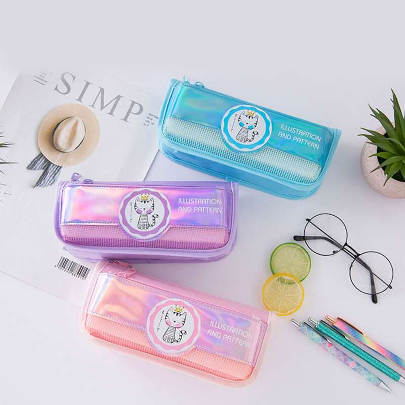 

1pc Cartoon Cat Print Random Pencil Case, Multicolor
