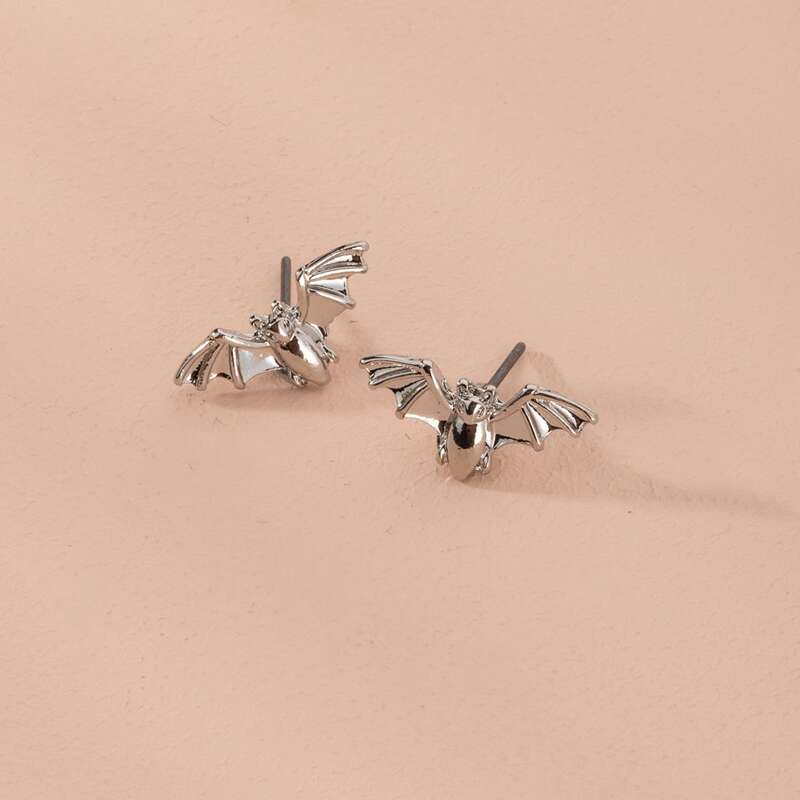 

Bat Shaped Stud Earrings, Silver