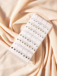 36對鑲嵌水晶和仿珍珠耳釘 - 彩色 - 查看 2