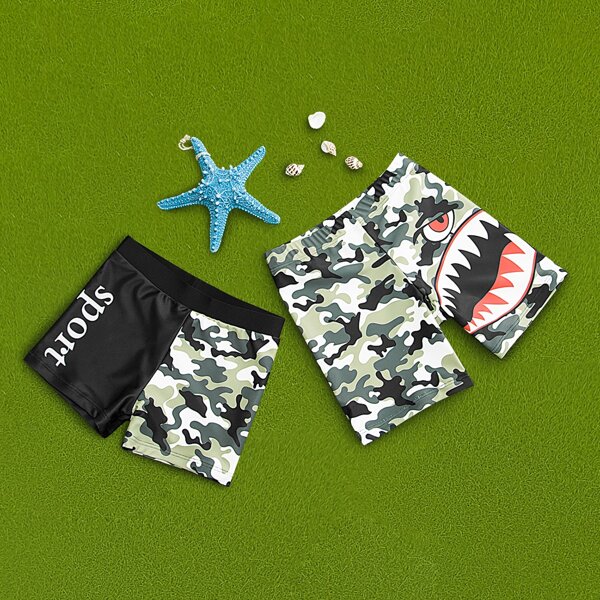 

2pack Toddler Boys Camo Print Swim Shorts Set, Multicolor