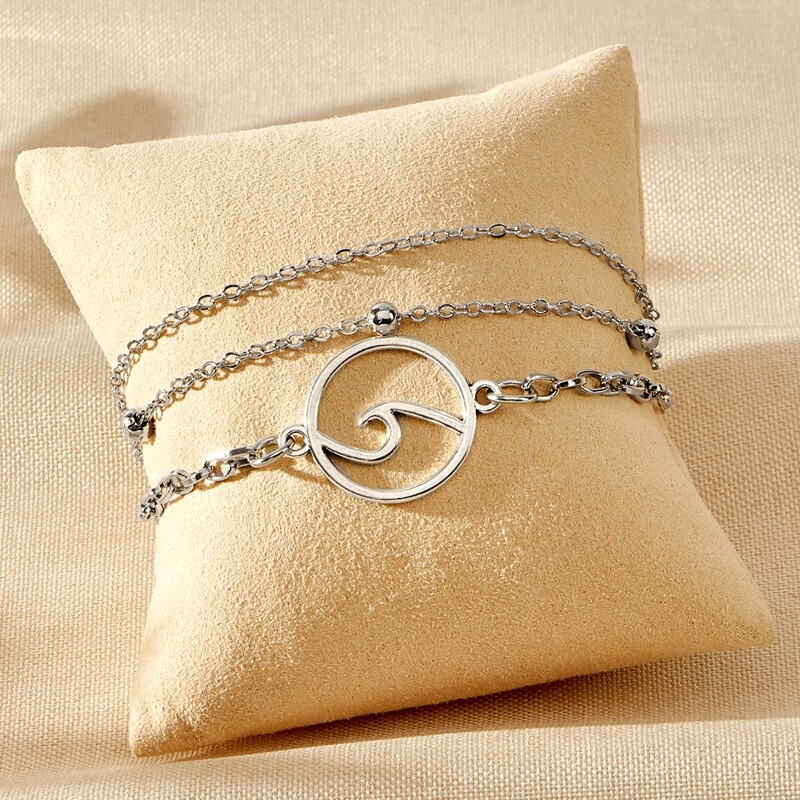 

Wave Chain Anklet, Silver