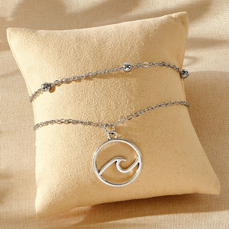 

Wave Chain Anklet, Silver
