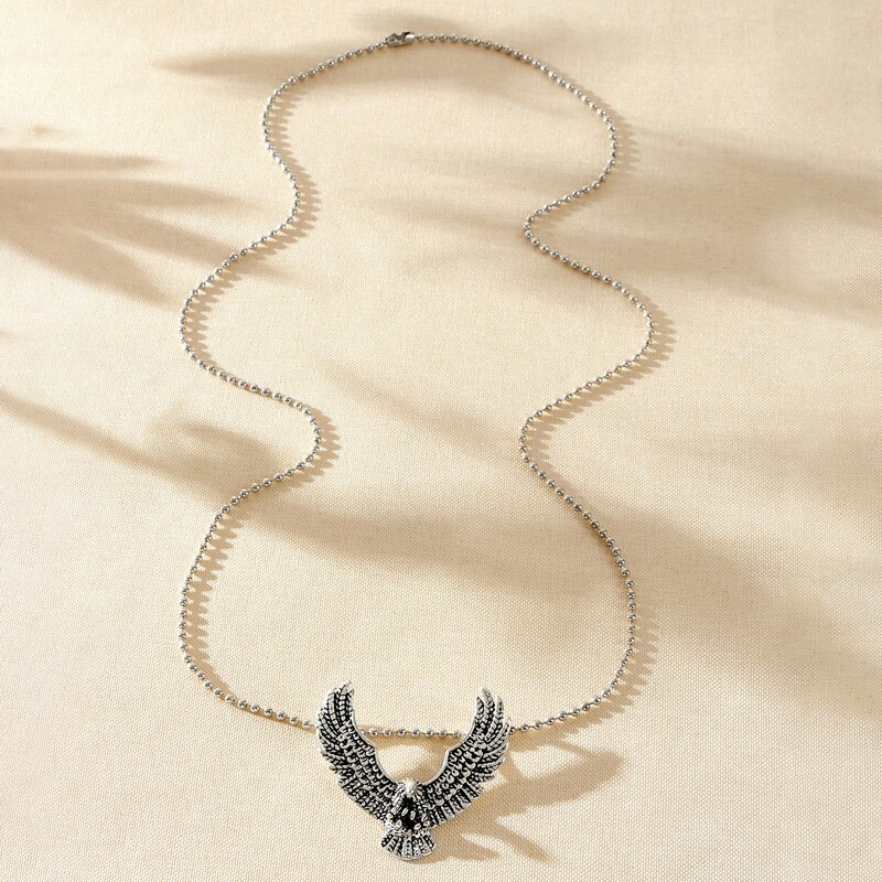 

Eagle Pendant Necklace, Silver