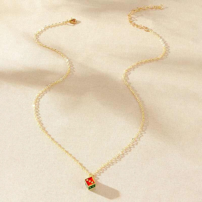 

Dice Pendant Necklace, Gold