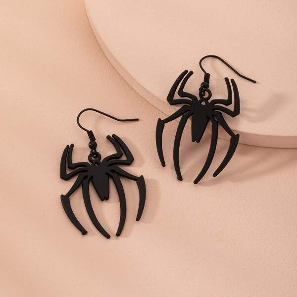 

Spider Shaped Drop Earrings, Black