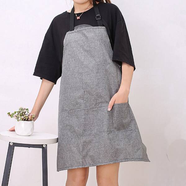 

1pc Solid Color Apron, Grey