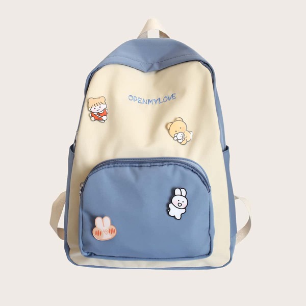 

Kids Cartoon Decor Two Tone Backpack, Blue