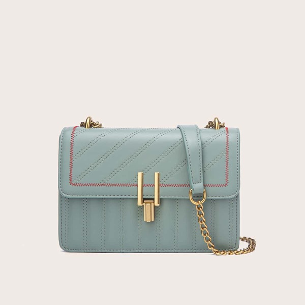 

Stitch Detail Chain Crossbody Bag, Green