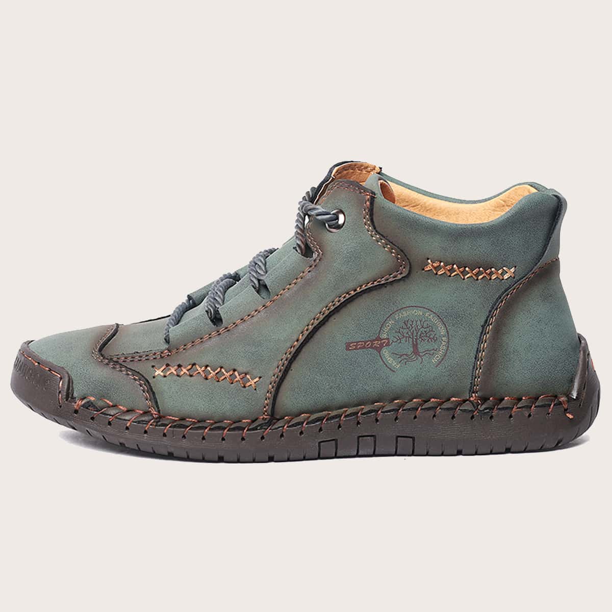 

Guys Lace-up Front Stitch Detail Dress Shoes, Green