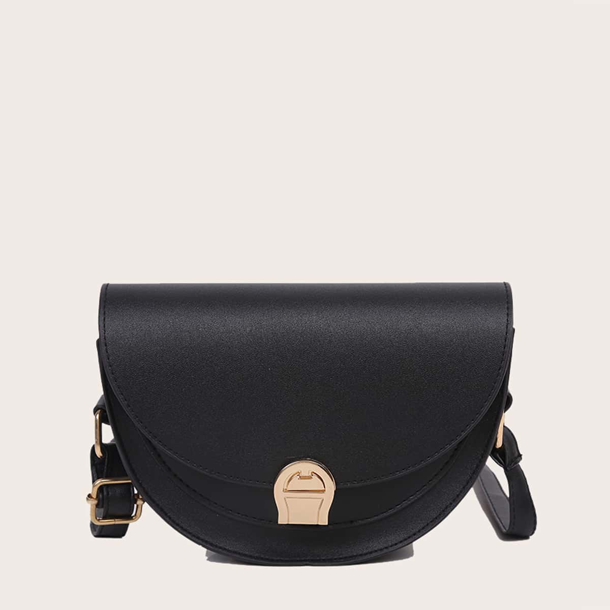 

Solid Flap Saddle Bag, Black
