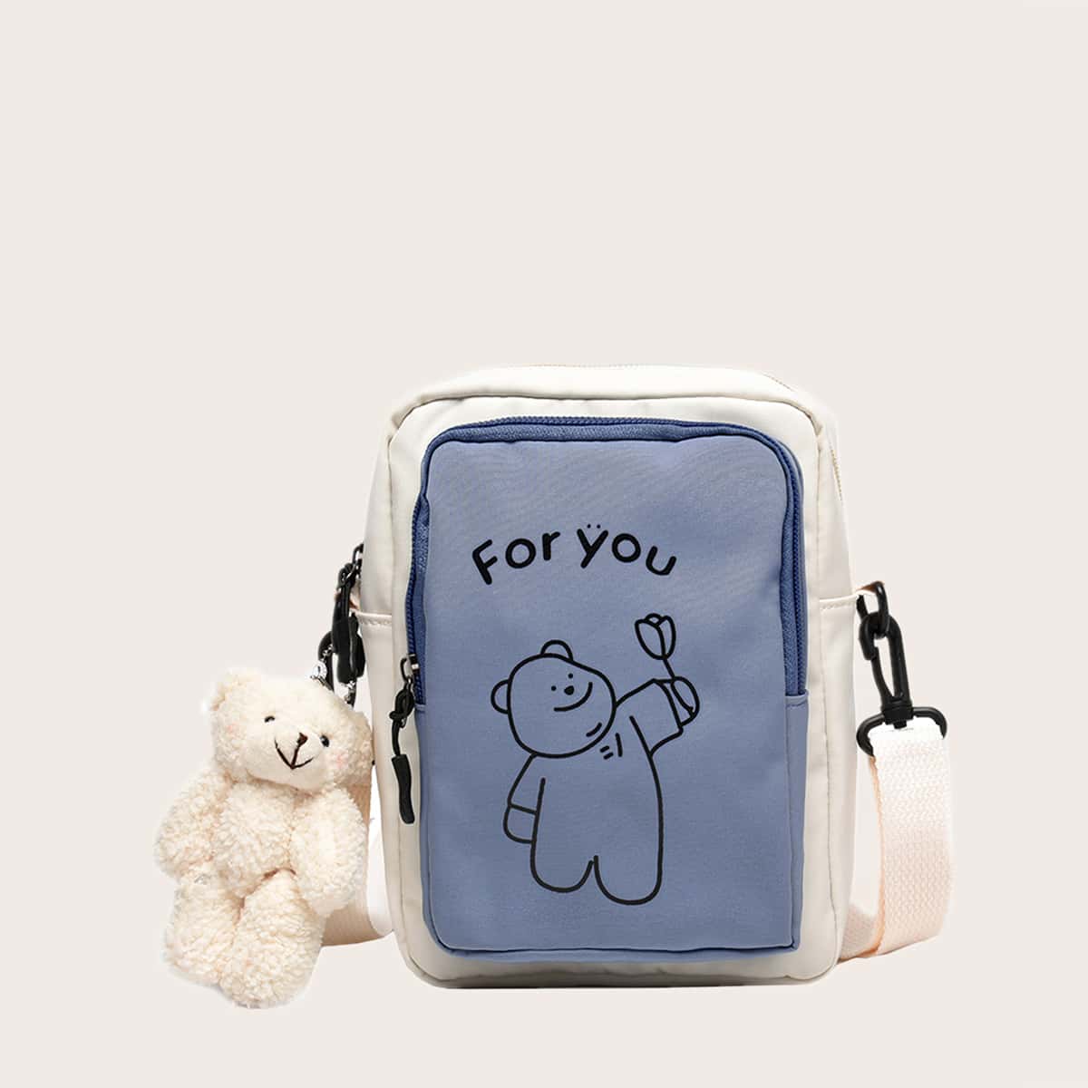 

Colorblock Bear Crossbody Bag, Multicolor