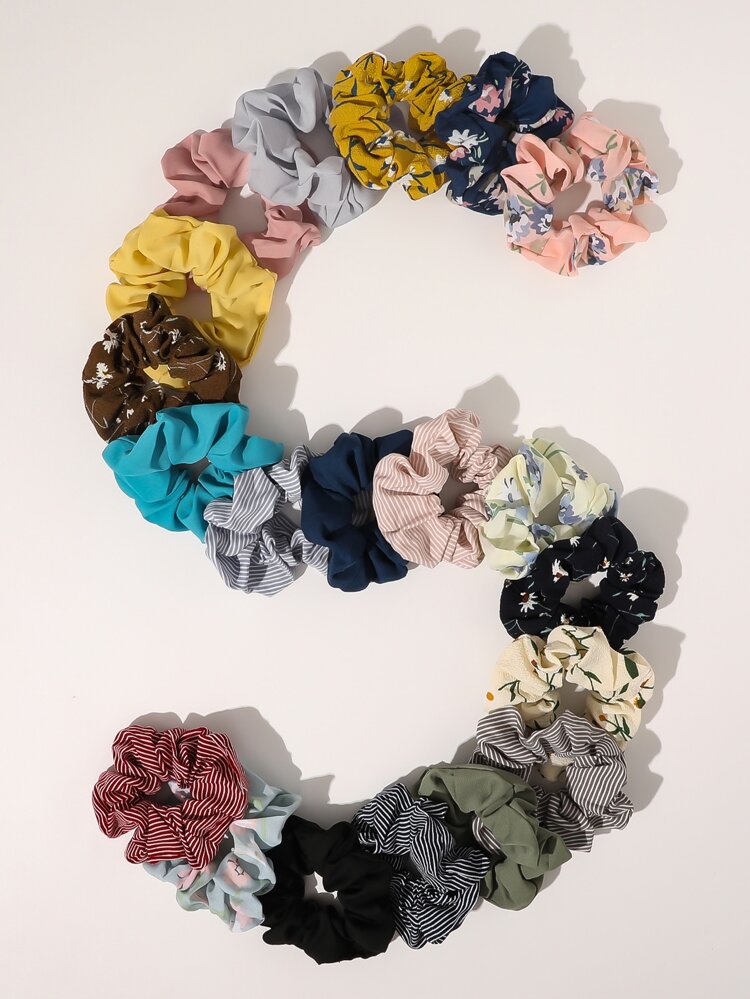 20pcs Striped Pattern Hair Tie