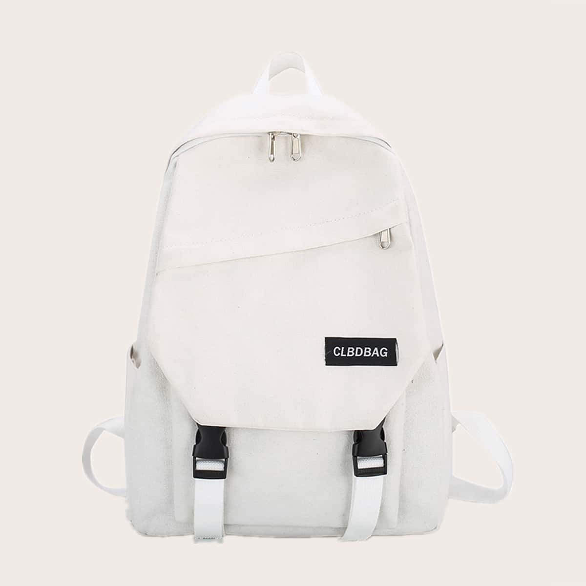 

Solid Buckle Backpack, White