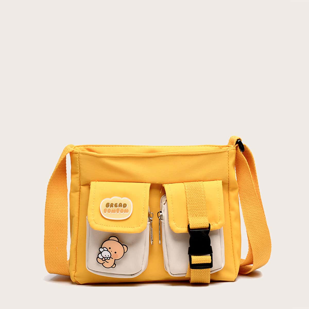 

Colorblock Pocket Crossbody Bag, Yellow