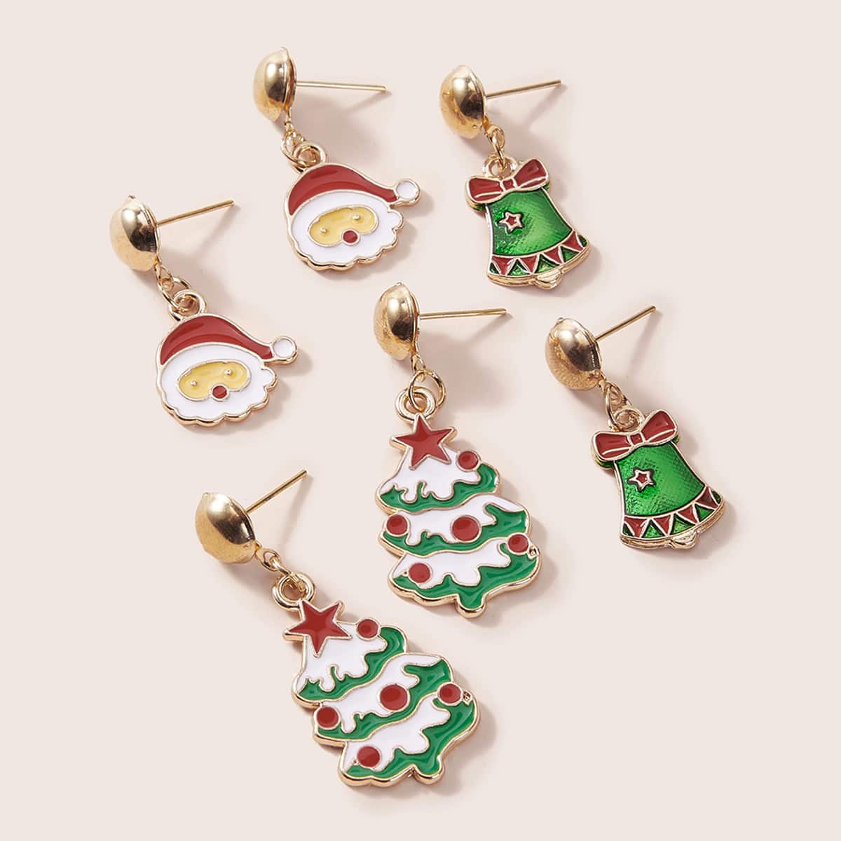 

3pairs Christmas Santa Claus Charm Drop Earrings, Multicolor
