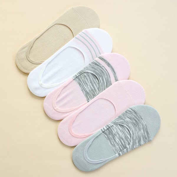 

5pairs Colorblock Invisible Socks, Multicolor
