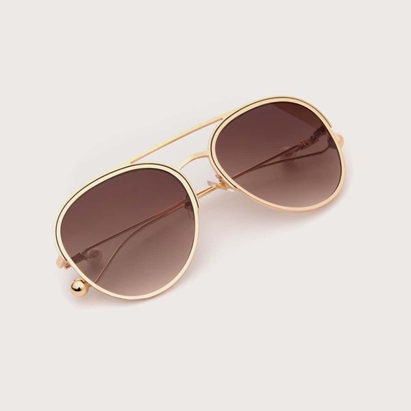 

Top Bar Aviator Sunglasses, Gold