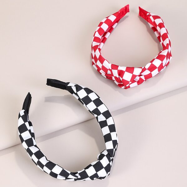 

2pcs Gingham Pattern Hair Hoop, Multicolor
