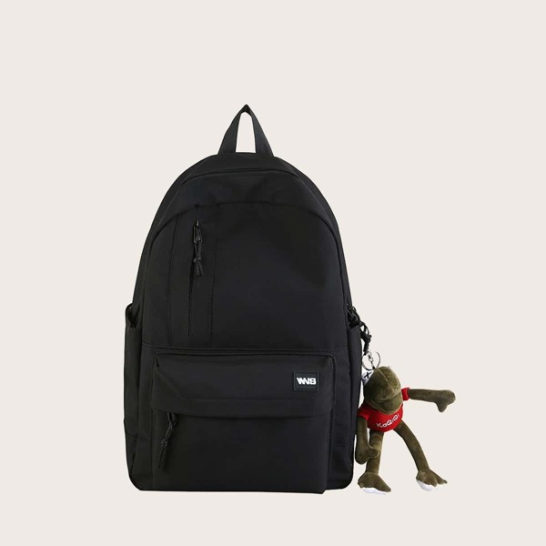 

Pocket Side Backpack With Toy Charm, Black