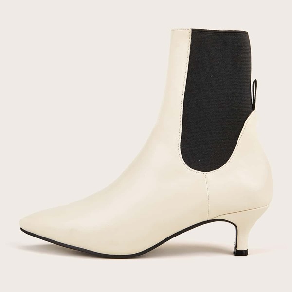 

Point Toe Kitten Heels Boots, Beige
