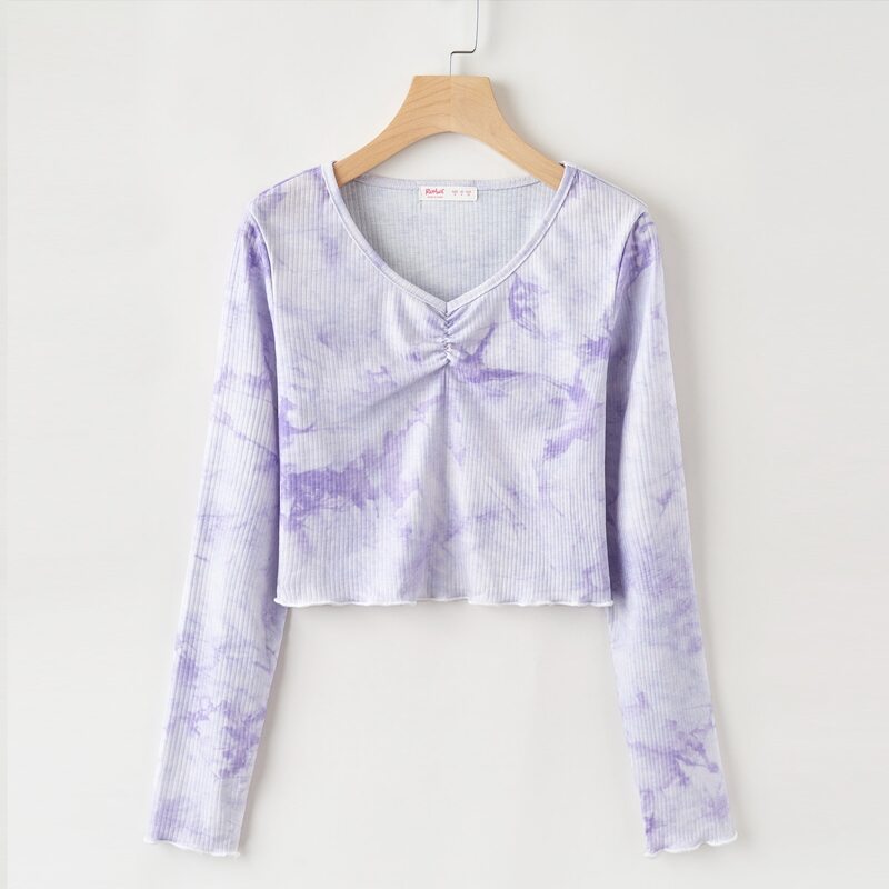 

Tie Dye Ruched Tee, Lilac purple