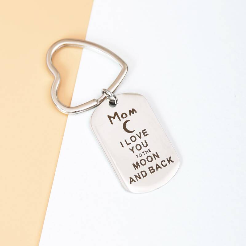 

Stainless Steel Letter Graphic Keychain, Silver