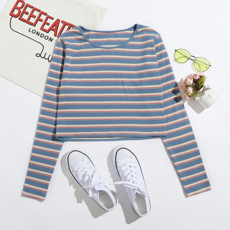 

Striped Crop Tee, Multicolor