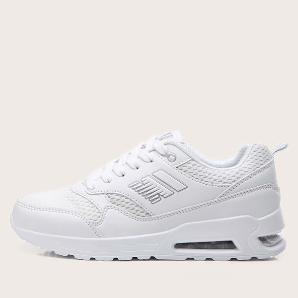 

Lace-up Front Mesh Panel Chunky Sneakers, White