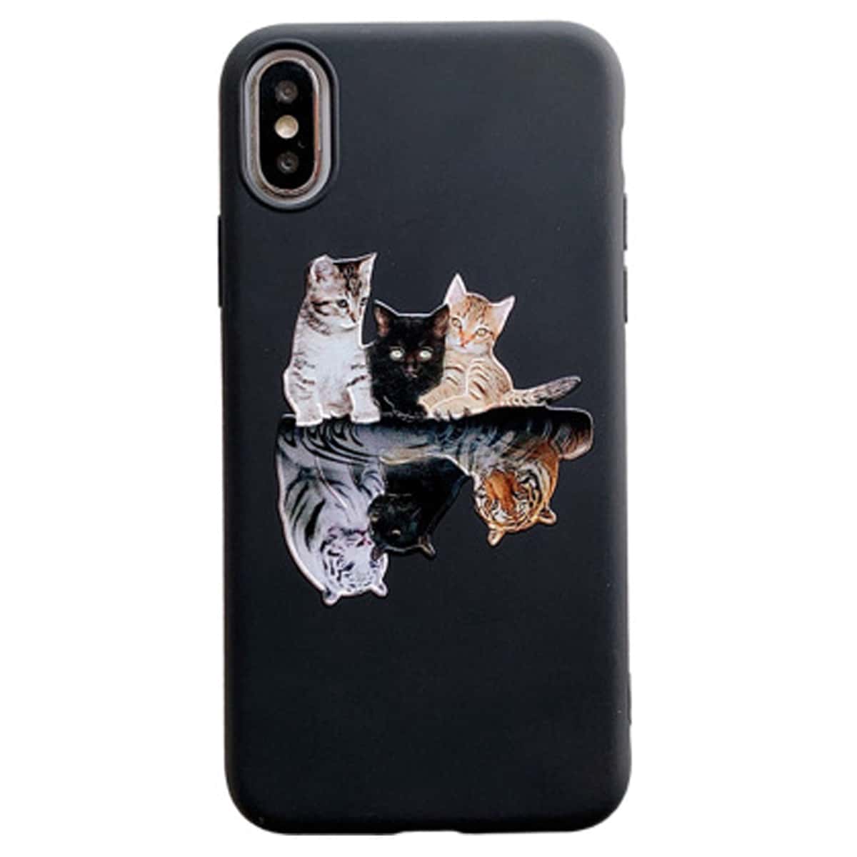 

Cat Pattern iPhone Case, Black