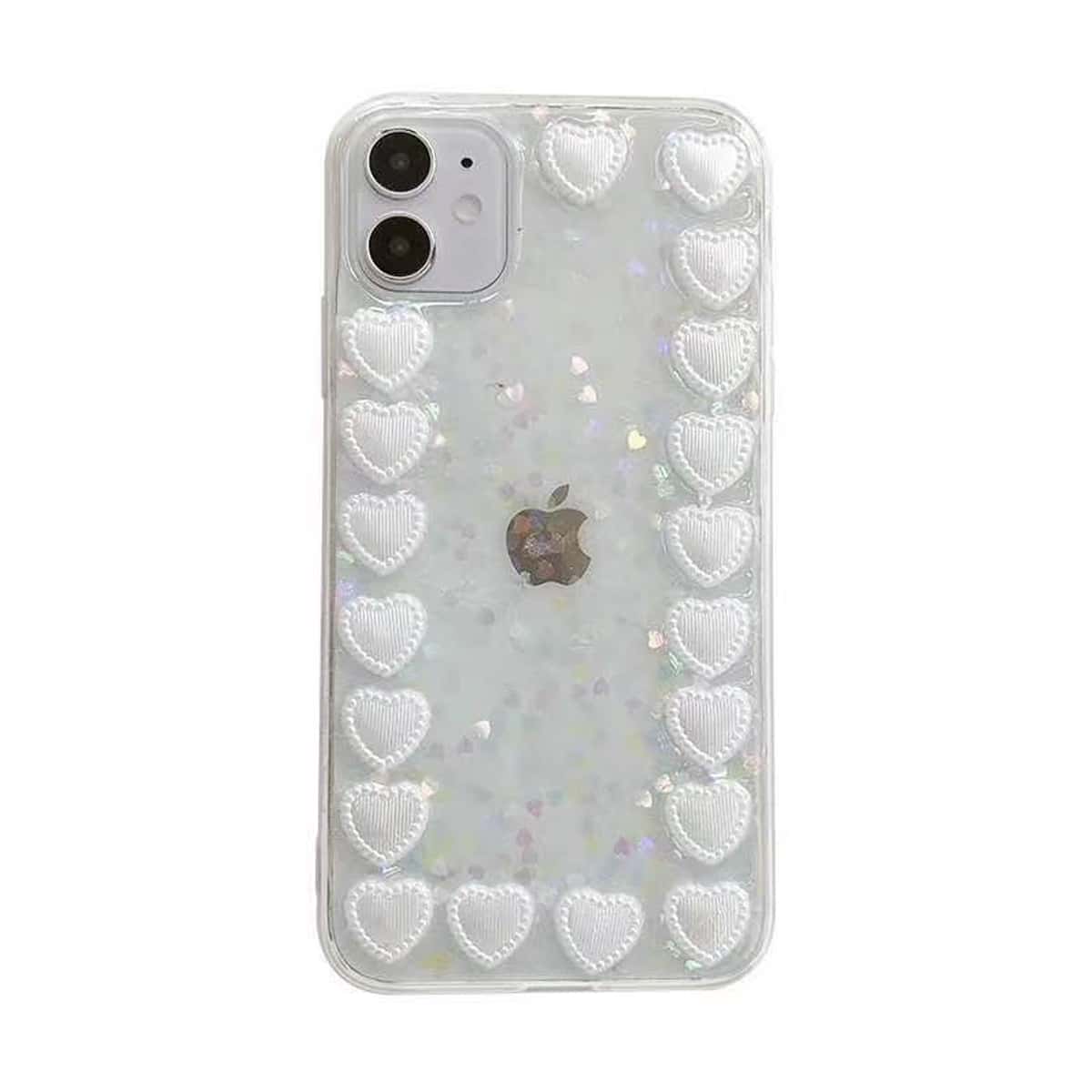 

Glitter Heart Design iPhone Case, Clear