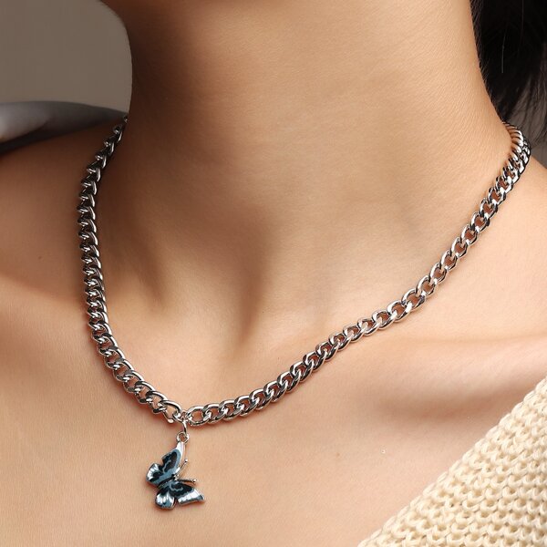 

Butterfly Charm Chain Necklace, Multicolor