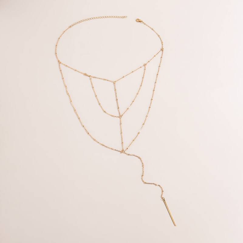 

Vertical Bar Layered Necklace, Gold