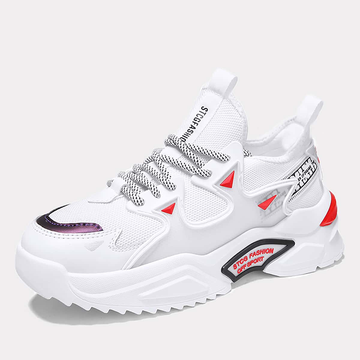 

Guys Lace-up Decor Wide Fit Chunky Sneakers, White